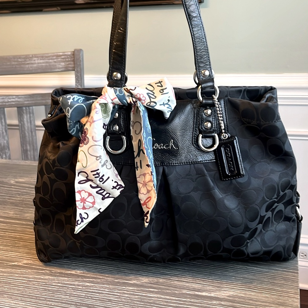Coach Ashley Black Signature Handbag